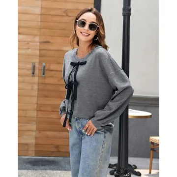 Vivilli Womens Puff Sleeve Bow Top for Versatile Fashion