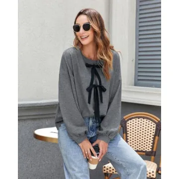 Vivilli Womens Puff Sleeve Bow Top for Versatile Fashion