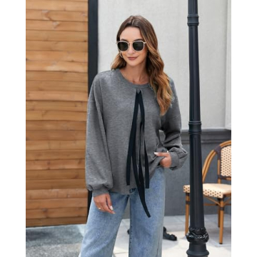 Vivilli Womens Puff Sleeve Bow Top for Versatile Fashion