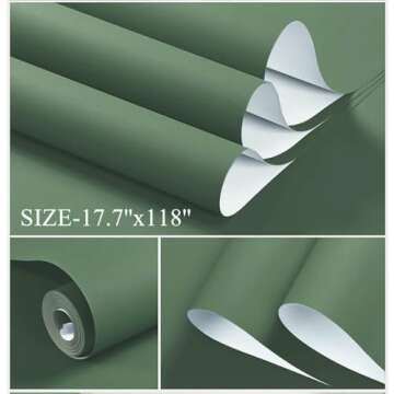 Dimoon 78.7"x17.7" Green Peel and Stick Wallpaper - Easy to Apply, Modern Design