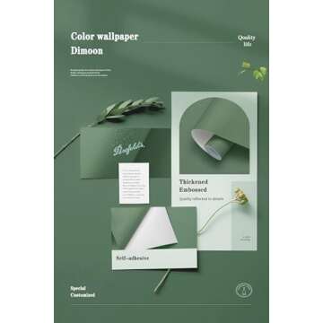 Dimoon Green Peel and Stick Wallpaper Self Adhesive Vinyl