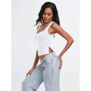 Trendy Queen Womens Going Out Crop Tops Backless Tank Tops Summer Y2k Teen Girls Basics Cute Clothes, White, M
