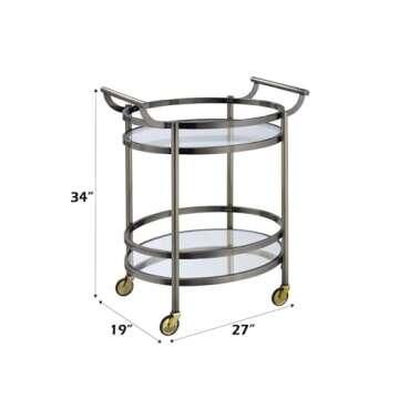 Acme Lakelyn Metal Frame Serving Cart with Bottom Shelf in Glass and Bronze