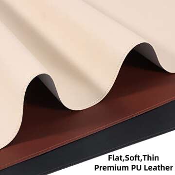 Wolaile Desk Blotter Pad,27x13 inch PU Leather Computer Mouse Mat,Non-Slip Waterproof Writing Desktop Protector for Office Home,Small,Beige White