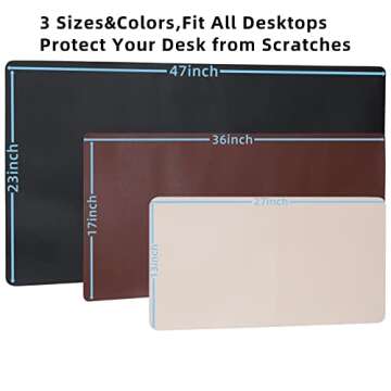 Wolaile Desk Blotter Pad,27x13 inch PU Leather Computer Mouse Mat,Non-Slip Waterproof Writing Desktop Protector for Office Home,Small,Beige White