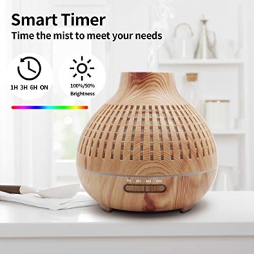 Camyse Essential Oil Diffuser, 400ML Diffusers for Essential Oils Ultrasonic Aromatherapy Diffuser & Humidifier, 8 Colors Mood Light, Waterless Auto-Off for Home Office