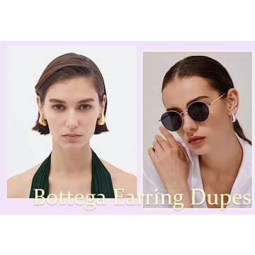 Cocamiky Bottega Earring Dupes for Women Trendy,Silver and Gold Tear Drop Earrings Jewelry Lightweight 14K Real Gold Hypoallergenic Chunky Hoop Earrings Set with Sterling Silver Post Jewelry Gifts