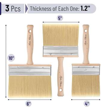 Bates Deck Stain Brush Set - Sizes 4", 5", 6" for Wood Staining