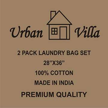 Urban Villa 2 Pack Cotton Laundry Bags | Travel-Friendly & Machine Washable