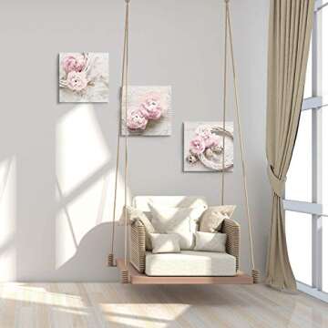 Floral Canvas Wall Art - Pink Peony Flower Prints Set