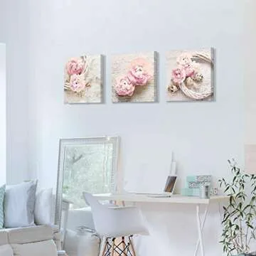 Floral Canvas Wall Art - Pink Peony Flower Prints Set