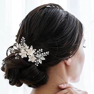 SWEETV Wedding Hair Comb Clip - Elegant Bridal Accessory with Crystals