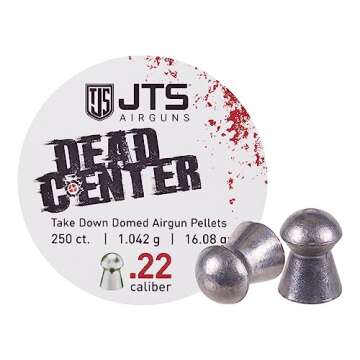 JTS Airguns Dead Center Precision .22 Cal 16.08G Domed Pellets - 250 Count