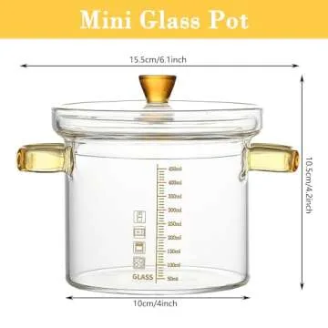 Eachave 0.45L Mini Glass Saucepan for Cooking and Serving