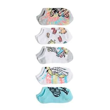 Disney womens Alice in Wonderland 5 Pack No Show Casual Sock, Grey, 9 11 US