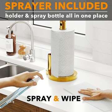 SpaceAid SprayNeat Paper Towel Holder with Spray Bottle, Countertop Paper Towels Dispenser Stand wit...