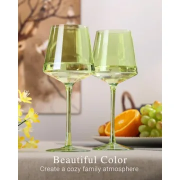 Comfit Green Wine Glasses Set of 6 - Elegant Crystal Stemware