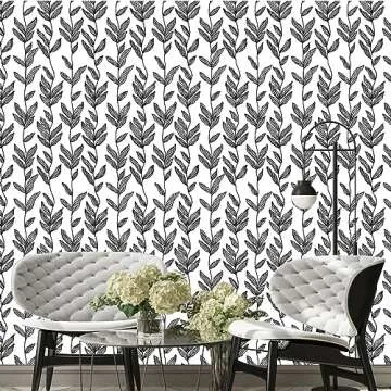 LEECICILE Black and White Peel and Stick Wallpaper