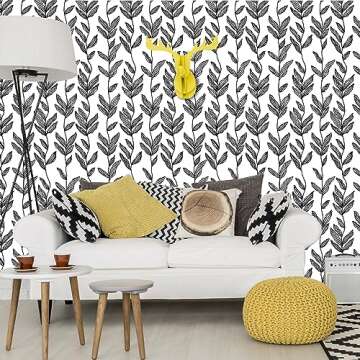 LEECICILE Black and White Peel and Stick Wallpaper