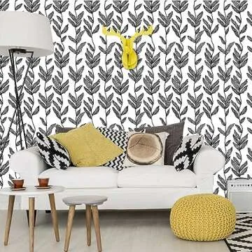 LEECICILE Black and White Peel and Stick Wallpaper