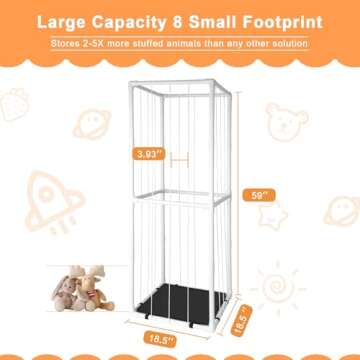 Extra Large Stuffed Animal Storage for Corner Organizer,Premium PVC Material with Elastic Cord Hold Up to 150 Plush Toys,Stuffed Zoo Animal Holder and Collection for Playroom-Birthday Gift for Nursery