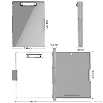 Clipboard with Storage,Heavy Duty Clip Boards 8.5x11 with 2 Storage Case,Clear Visible Top Panel Sto...