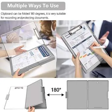 Clipboard with Storage,Heavy Duty Clip Boards 8.5x11 with 2 Storage Case,Clear Visible Top Panel Storage Clipboards,Side Opening Clip Boards,Nursing Clipboard Folder Case for Office Supplies-Gray