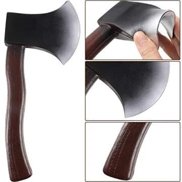 Hsei 2 Pieces Halloween Axe Foam Hatchet Props Trick Props Fake Axes for Halloween Costume Party