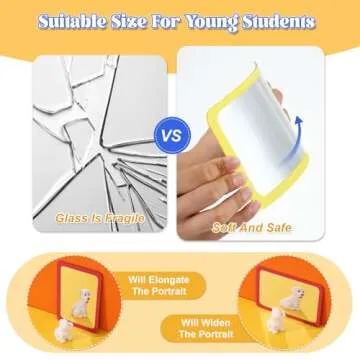 Dandat 10 Pcs Small Shatter Proof Mirrors for Child Kids Crafts Safety Unbreakable Non Broken Babies Toddler Mirror Bulk Round Corners Square for Preschool School Classroom Bathroom(Warm Colors)