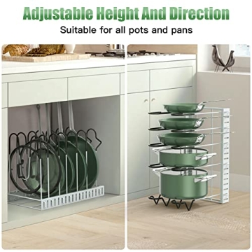 G-TING Pot Rack Organizers for Kitchen - 8 Tiers & Adjustable Design