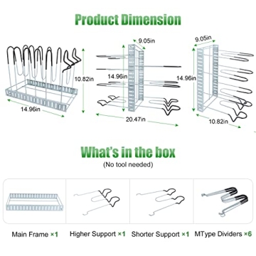 G-TING Pot Rack Organizers for Kitchen - 8 Tiers & Adjustable Design