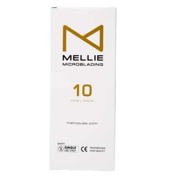 Mellie M Series Microblading Disposable Tools – 10 Piece Pack of 18 Pin U-Shape Microblading Pens – Thin & Sharp Microblading Eyebrow Supplies (U18 .18mm)