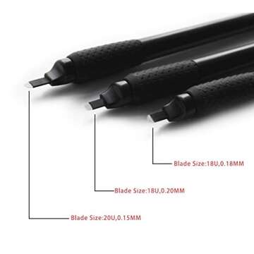 Mellie M Series Microblading Disposable Tools – 10 Piece Pack of 18 Pin U-Shape Microblading Pens – Thin & Sharp Microblading Eyebrow Supplies (U18 .18mm)