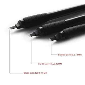 Mellie M Series Microblading Disposable Tools – 10 Piece Pack of 18 Pin U-Shape Microblading Pens – Thin & Sharp Microblading Eyebrow Supplies (U18 .18mm)