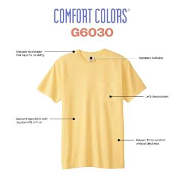 Comfort Colors Adult Short Sleeve Pocket Tee, Style G6030, Grey, Large