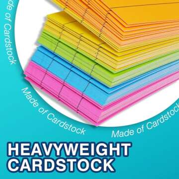 Chell Colored Sentence Strips Cardstock, Pack of 80, 3” x 12” Rainbow Color Word Learning Strips...