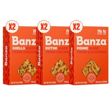 Banza Gluten-Free Chickpea Pasta, Variety Pack - 20g Protein, Lower Carb, High Fiber, Plant-Based, 8...
