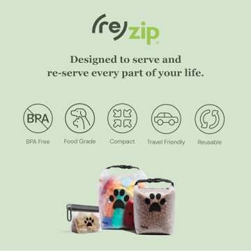 rezip Clip N' Go Pet Bowl 2-Pack | Collapsible Portable Dog Food Storage Bag and Feeding/Water Bowl | BPA-Free, Food Grade, Leakproof | Reusable, Machine Washable (Clear)