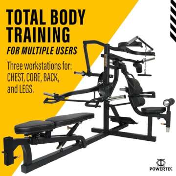 Powertec Fitness Workout Bench Multiystem® for Chest, Arms, Legs, 120.1 x 73.3 x 80.5 Inches, Black...