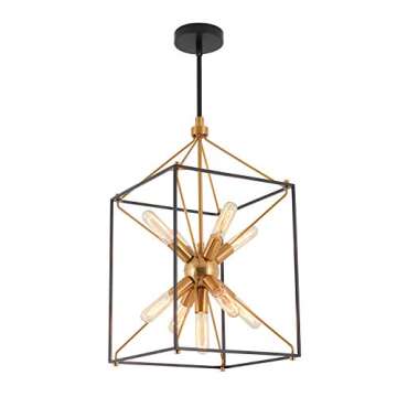 Artika Clyde Farmhouse Chandelier Black and Gold Finish - Ideal for Dining Room, Kitchen Light, Kitc...