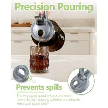 32oz Glass Pitcher with Lid & V-shaped Pour Spout - 1 Quart Breastmilk Pitcher Double Leak Proof, Cr...