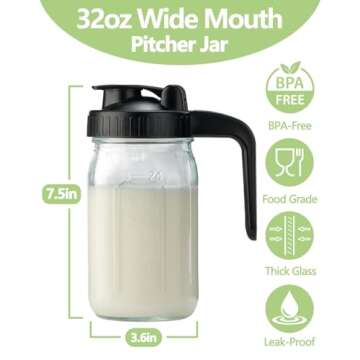 32oz Glass Pitcher with V-shaped Spout for Accurate Pouring