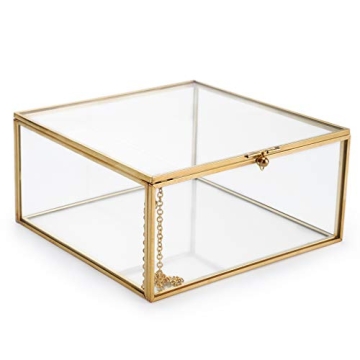 Hipiwe Vintage Glass Jewelry Organizer Box - Elegant Keepsake Storage Solution