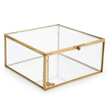 Hipiwe Vintage Glass Jewelry Organizer Box - Elegant Keepsake Storage Solution
