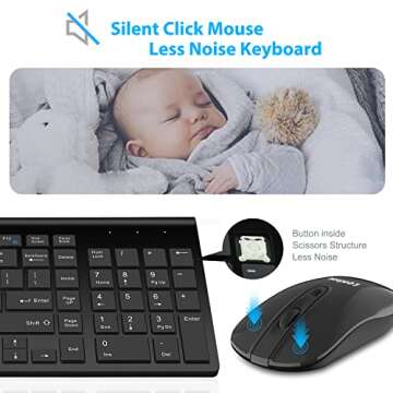 LeadsaiL Wireless Keyboard and Mouse Combo, Wireless USB Mouse and Computer Keyboard Set, Compact an...