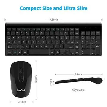 LeadsaiL Wireless Keyboard and Mouse Combo, Wireless USB Mouse and Computer Keyboard Set, Compact and Silent for Windows Laptop, Desktop, PC