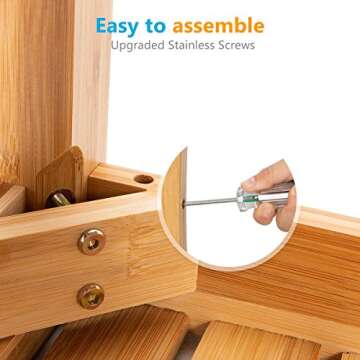 OasisSpace Bamboo Shower Bench, 19" Waterproof Shower Chair with Storage Shelf, Wood Spa Bath Organizer Seat Stool, Perfect for Indoor or Outdoor