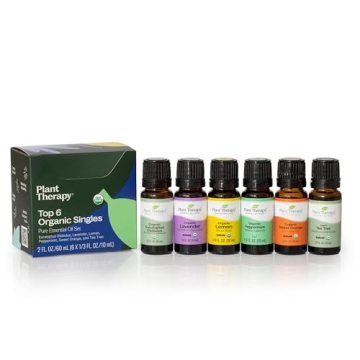 Plant Therapy Top 6 Organic Essential Oils Set - Natural Aromatherapy Collection for Health & Wellne...