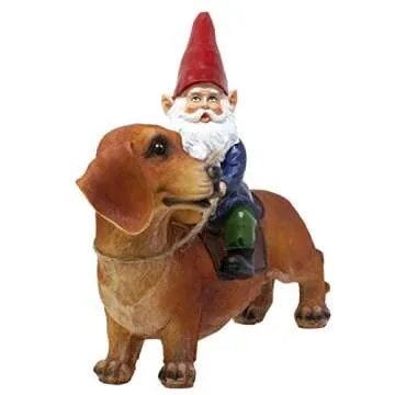 Funny Guy Mugs Gnome and Dachshund Garden Statue