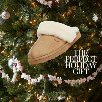 Dearfoams Womens Fireside Sydney Shearling Fur Indoor/Outdoor Scuff With Wide Widths Slipper, Sand, 8.5 US